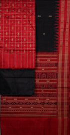 Red Sambalpuri Tussar Silk 3-piece dress material (unstitched) — view 3 of 4