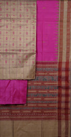Cream Sambalpuri Tussar Silk 3-piece dress material (unstitched) — view 3 of 4