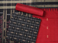 Black & Maroon Sambalpuri Tussar Silk Unstitched Dress Material C39-20-06331