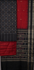 Black Sambalpuri Tussar Silk 3-piece dress material (unstitched) — view 3 of 4