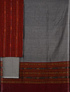 Maroon Sambalpuri Cotton 3-piece dress material (unstitched) — view 3 of 4