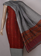 Maroon Sambalpuri Cotton 3-piece dress material (unstitched) — view 4 of 4