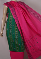 Green Sambalpuri Cotton 3-piece dress material (unstitched) — view 4 of 4