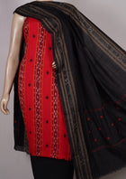 Red Sambalpuri Cotton 3-piece dress material (unstitched) — view 4 of 4
