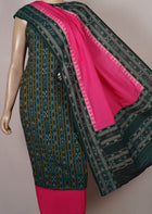 Green Sambalpuri Cotton 3-piece dress material (unstitched) — view 4 of 4