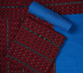 Maroon & Blue Sambalpuri Cotton Unstitched Dress Material C40-07-06295
