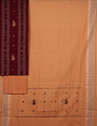 Maroon Sambalpuri Cotton 3-piece dress material (unstitched) — view 3 of 4