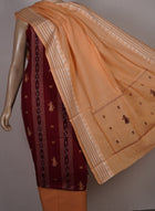 Maroon Sambalpuri Cotton 3-piece dress material (unstitched) — view 4 of 4