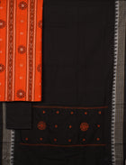 Orange Sambalpuri Cotton 3-piece dress material (unstitched) — view 3 of 4