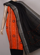 Orange Sambalpuri Cotton 3-piece dress material (unstitched) — view 4 of 4