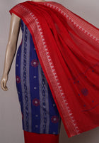 Blue Sambalpuri Cotton 3-piece dress material (unstitched) — view 4 of 4