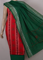 Red Sambalpuri Cotton 3-piece dress material (unstitched) — view 4 of 4