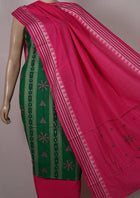 Green Sambalpuri Cotton 3-piece dress material (unstitched) — view 4 of 4