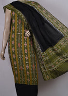Green Sambalpuri Cotton 3-piece dress material (unstitched) — view 4 of 4