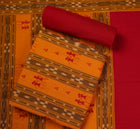 Yellow Sambalpuri Cotton 3-piece dress material (unstitched) — view 1 of 4