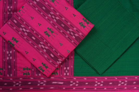 Pink Sambalpuri Cotton 3-piece dress material (unstitched) — view 2 of 4