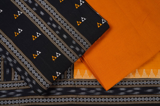 Black Sambalpuri Cotton 3-piece dress material (unstitched) — view 2 of 4