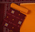 Maroon & Yellow Sambalpuri Cotton Unstitched Dress Material C40-23-06311