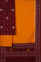 Maroon Sambalpuri Cotton 3-piece dress material (unstitched) — view 3 of 4