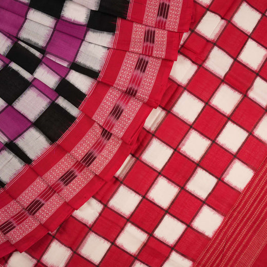 Multi-Color Pasapalli Sambalpuri Cotton Saree with Red Border P73-18-06140