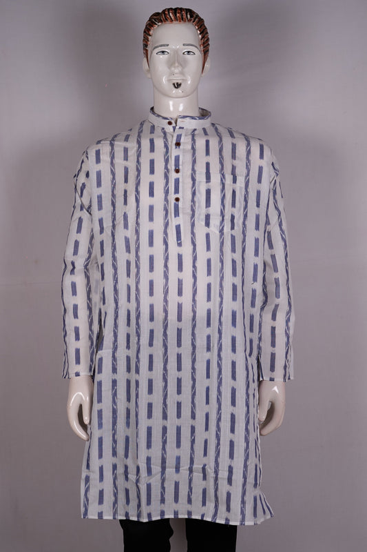 White Sambalpuri Cotton kurta — view 1 of 5