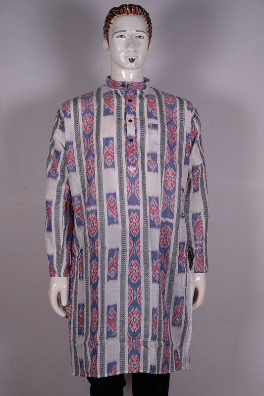 White Sambalpuri Cotton kurta — view 1 of 5