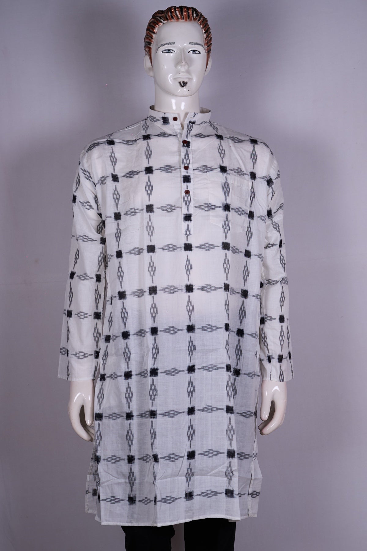 White Sambalpuri Cotton kurta — view 1 of 5