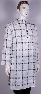 White Sambalpuri Cotton kurta — view 4 of 5