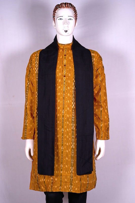 Yellow Sambalpuri Cotton kurta — view 2 of 5
