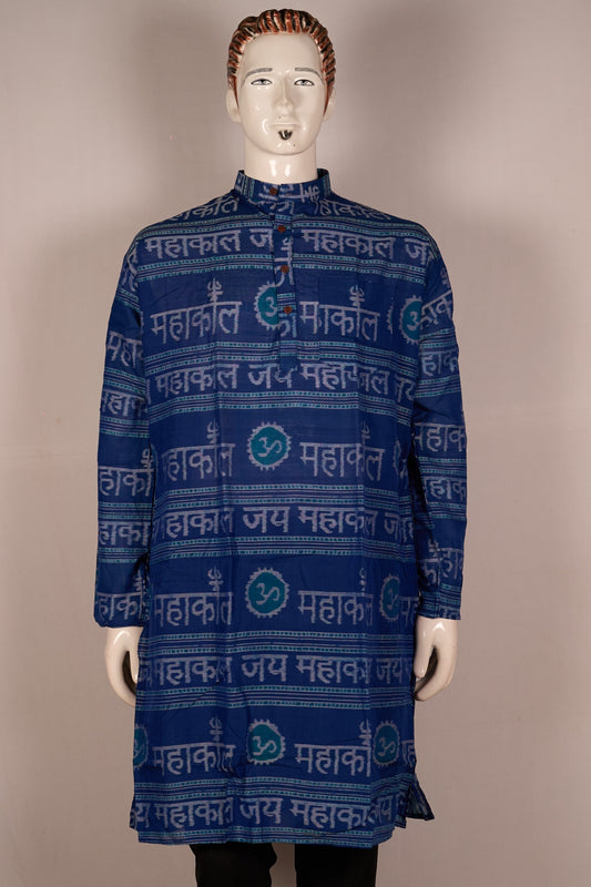 Blue Sambalpuri Cotton kurta — view 1 of 5
