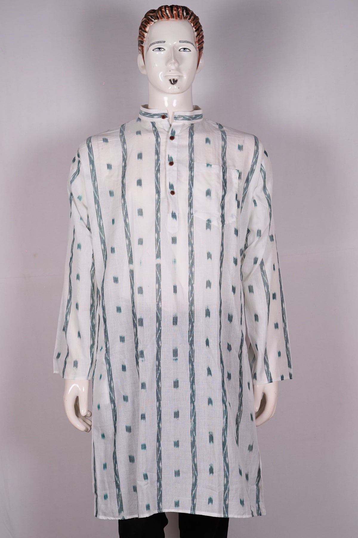 White Sambalpuri Cotton kurta — view 1 of 5