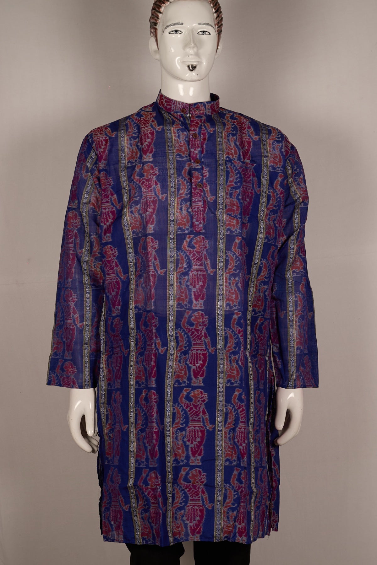 Blue Sambalpuri Cotton kurta — view 1 of 5