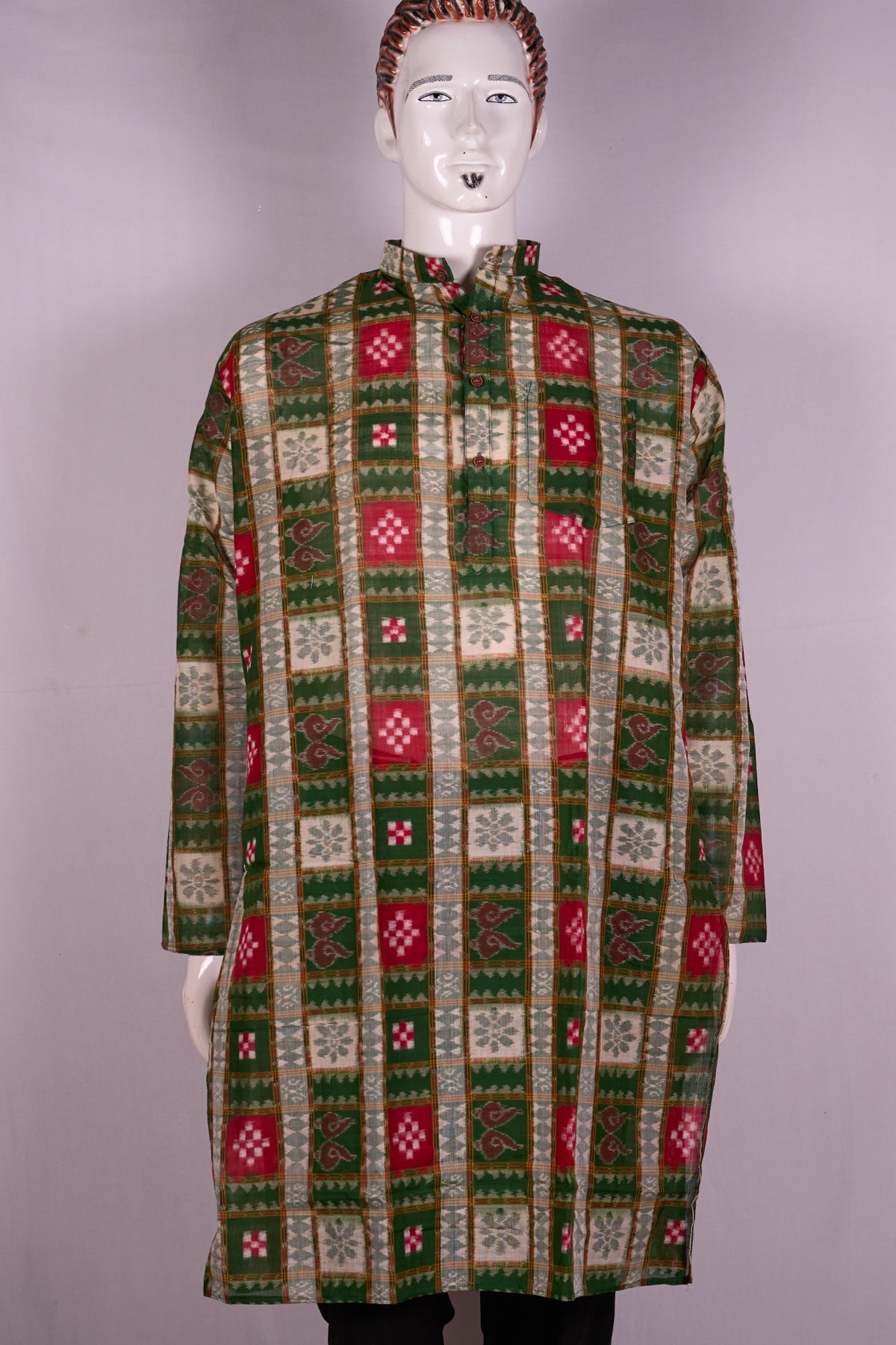 Green Sambalpuri Cotton kurta — view 1 of 5