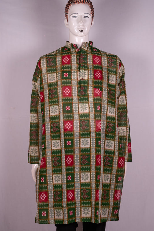 Green Sambalpuri Cotton kurta — view 1 of 5