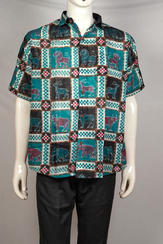 Green Sambalpuri Cotton shirt — view 1 of 3