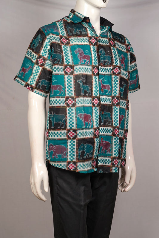 Green Sambalpuri Cotton shirt — view 2 of 3