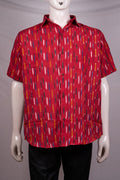 Red Sambalpuri Cotton Shirt 42/L G04-04-06354