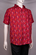 Red Sambalpuri Cotton shirt — view 2 of 3