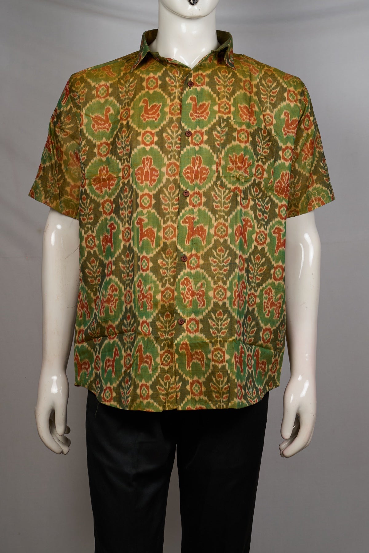 Green Sambalpuri Cotton shirt — view 1 of 3