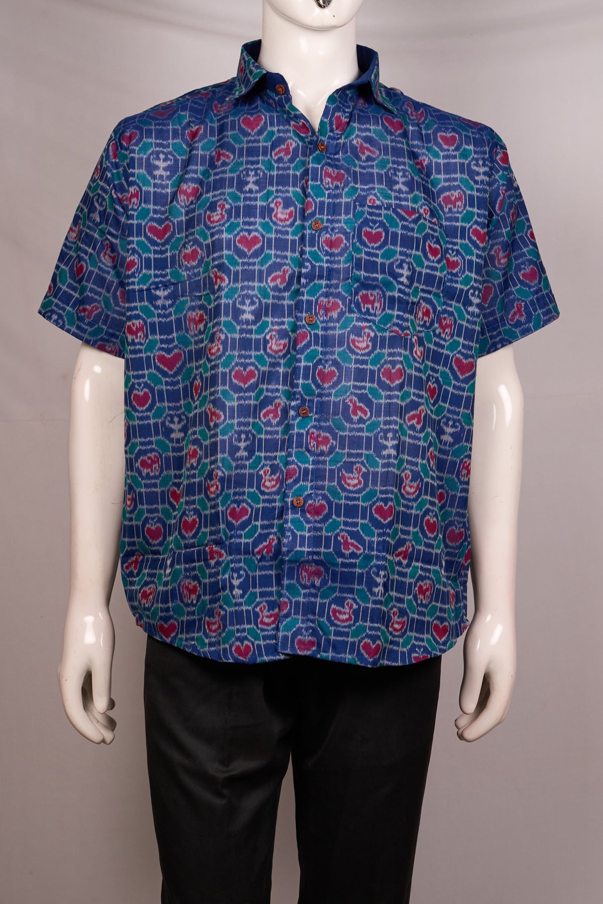 Blue Sambalpuri Cotton shirt — view 1 of 3