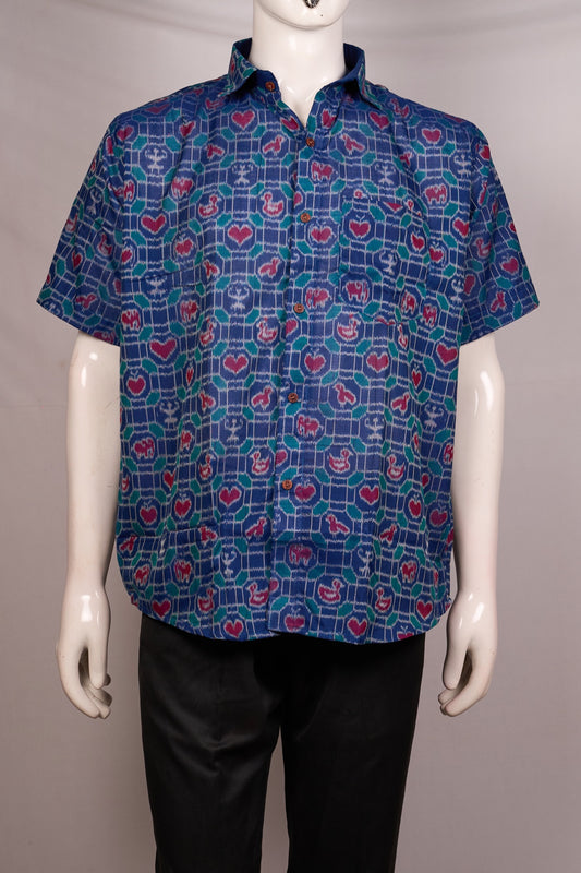 Blue Sambalpuri Cotton shirt — view 1 of 3