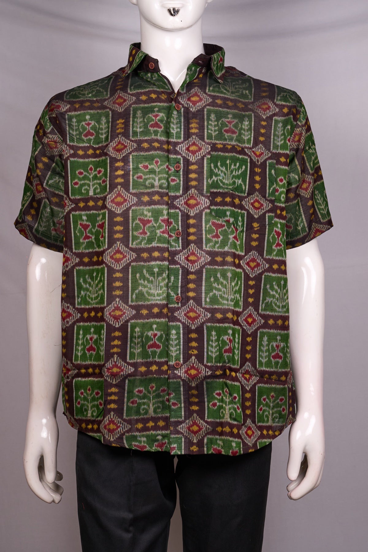Green Sambalpuri Cotton shirt — view 1 of 3