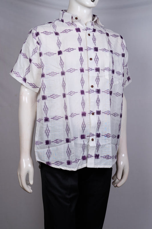 White Sambalpuri Cotton shirt — view 2 of 3