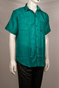 Green Sambalpuri Cotton Shirt 42/L G04-18-06368