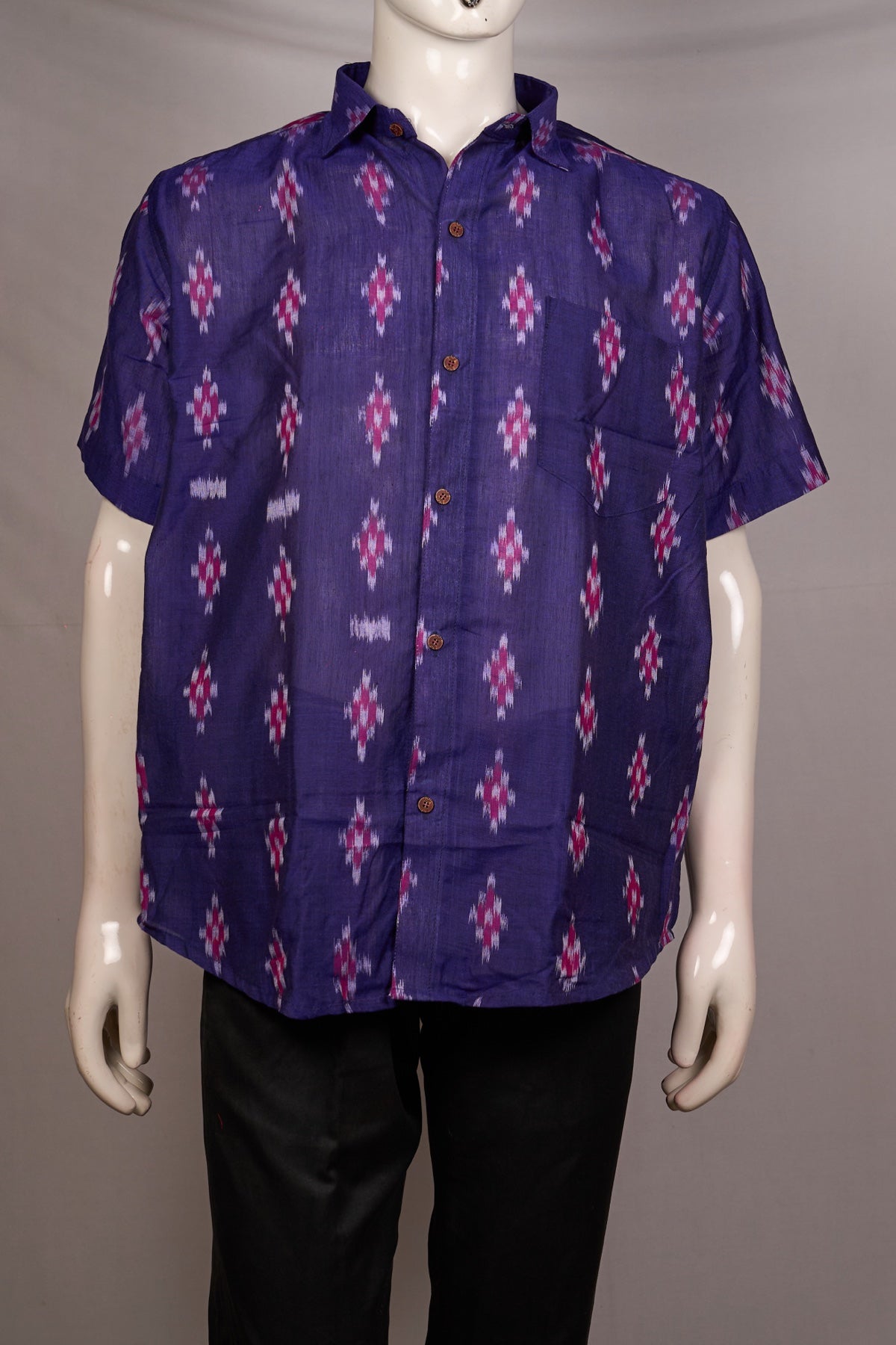 Blue Sambalpuri Cotton shirt — view 1 of 3