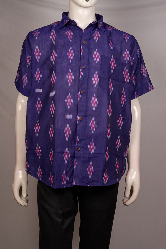 Blue Sambalpuri Cotton shirt — view 1 of 3