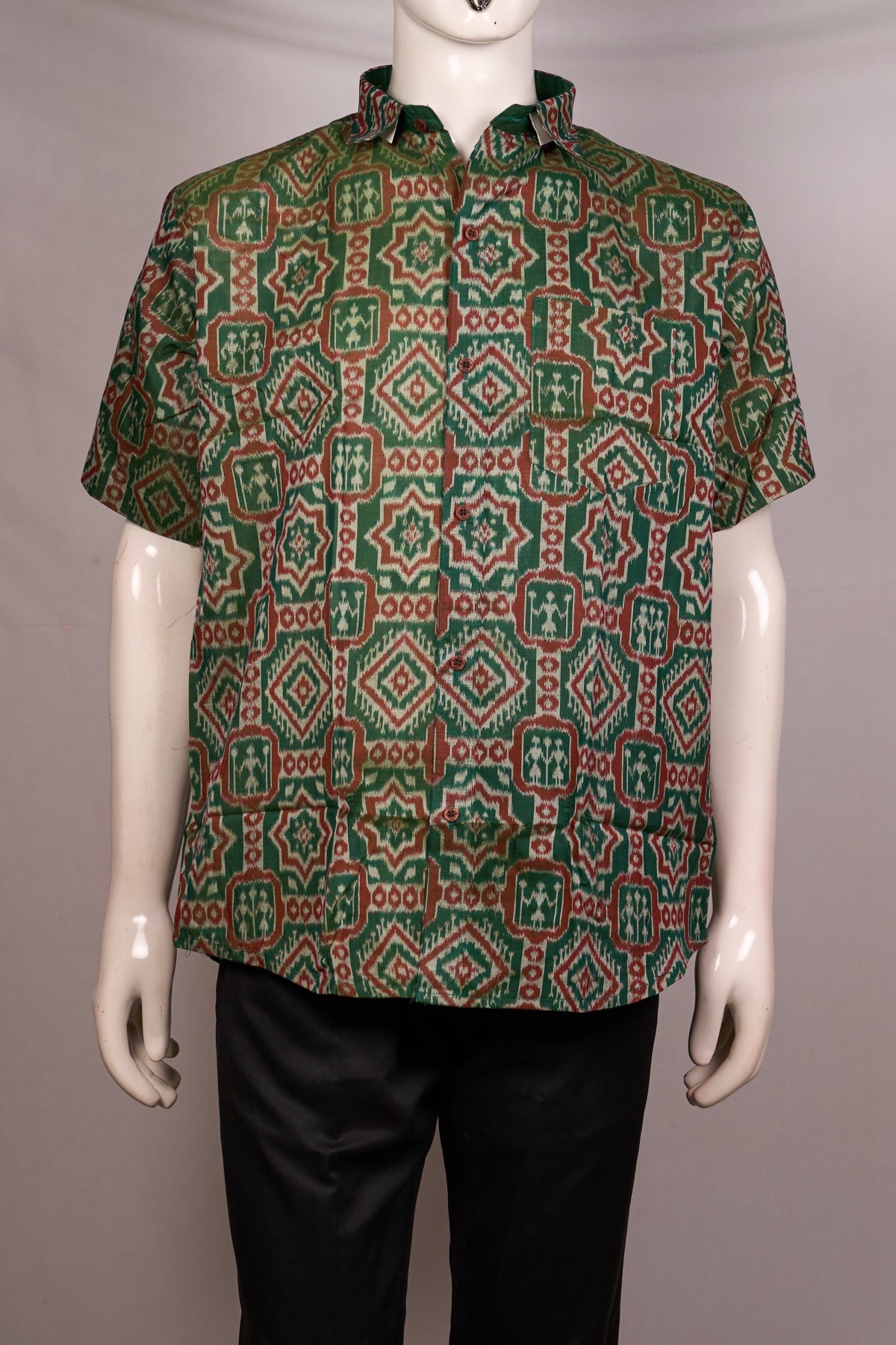 Green Sambalpuri Cotton shirt — view 1 of 3