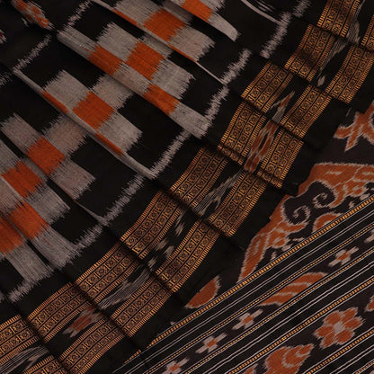Handloom Black Khandua Silk Saree with Black border