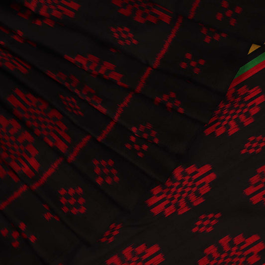 Handloom Black Khandua Silk Saree with Black border