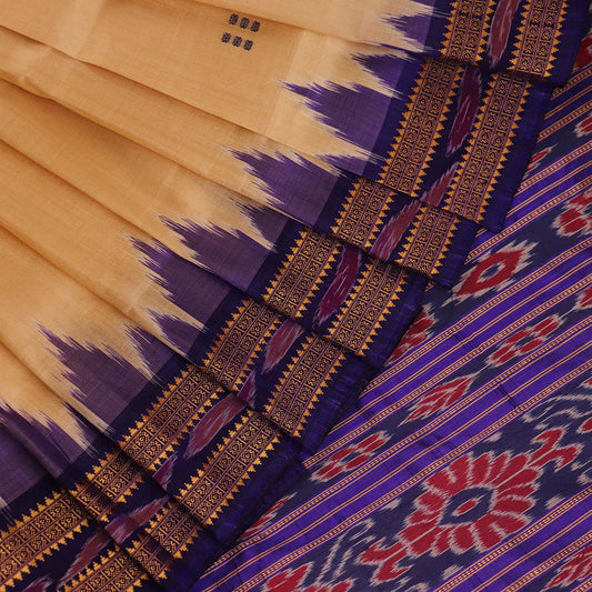 Handloom Cream Khandua Silk Saree with Blue border